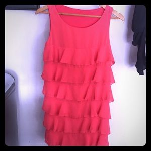 Coral ruffle dress